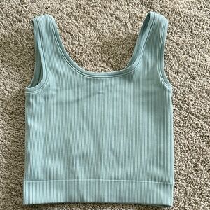 Athleta Girl Rise Above Rib Crop Tank size M 8/10. Color Agave